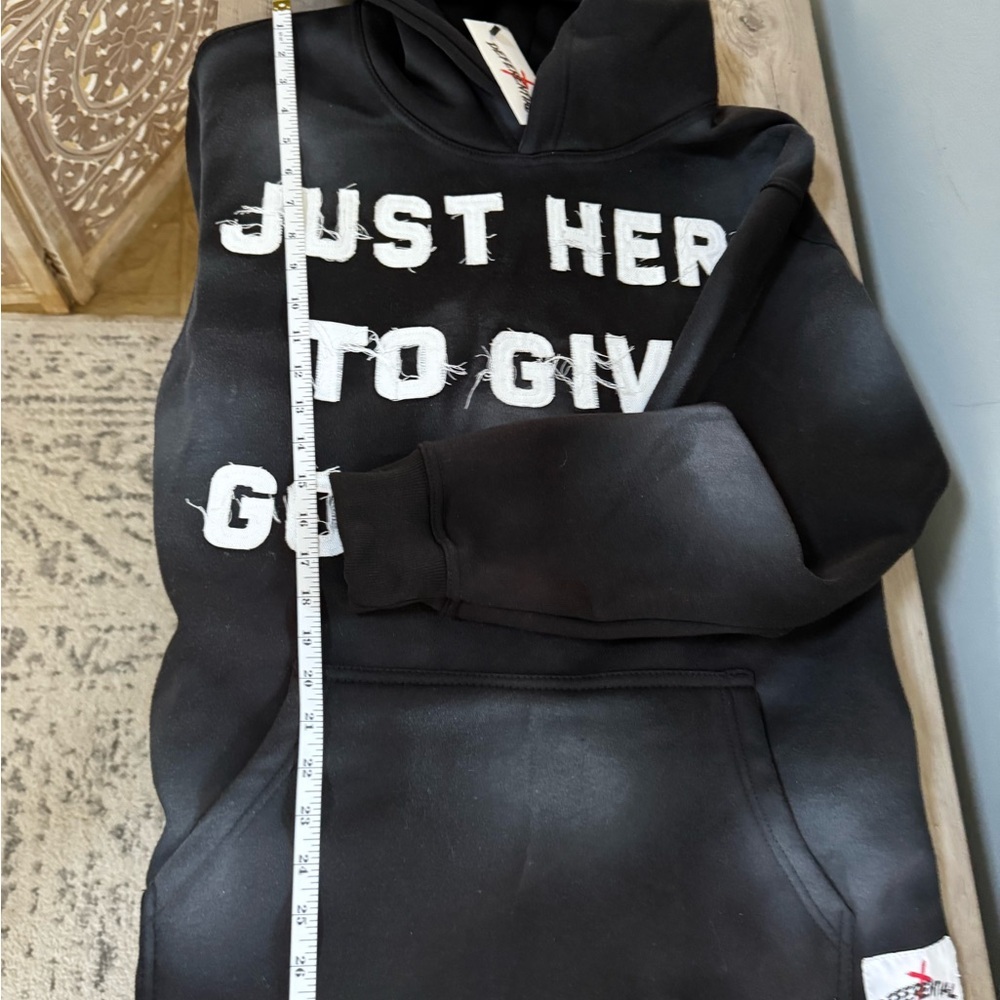 Men's Black Graphic Hoodie with Bold Lettering - Picture 8 of 13